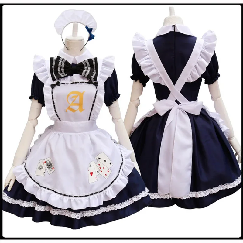 

Playing Cards Lolita Maid Dress Costumes Cosplay For Girls Woman Waitress Maid Party Stage Costumes