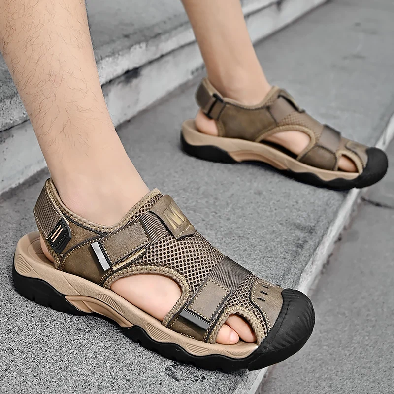 Hollow Out Mesh Luxury Sandals Men Summer Casual Shoes Breathable Men's Leisure Walk Sandals Quick Dry Man Wading Aqua Shoes