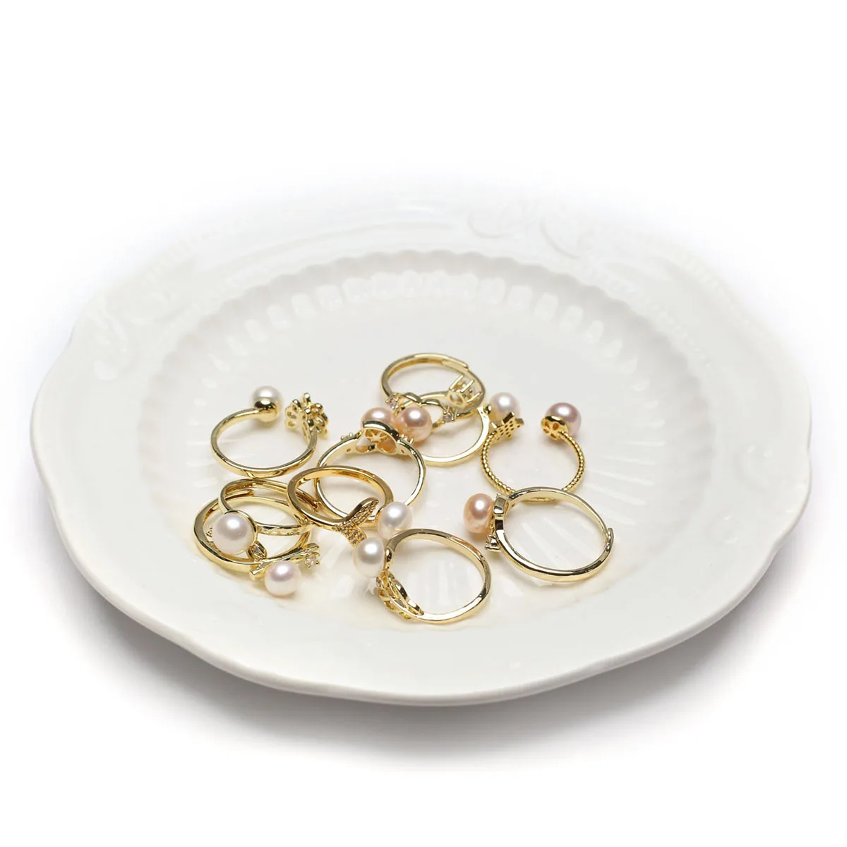 10PCS Wholesale Natural Freshwater Pearl Zinc Alloy Ring for Bridal Wedding, Engagement, and Proposal Ring Gifts