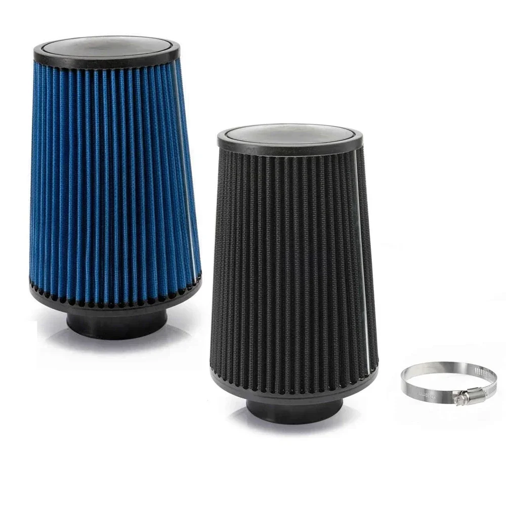 Hubsports 3" Universal Chrome Inlet Long Ram Cold Intake Round Cone Air Filter HU-AF002G