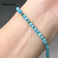 Perles rondes à facettes en Turquoise Rare naturelle, 4.2mm, amples, pour la fabrication de bijoux, collier et Bracelet, DIY, vente en gros 5