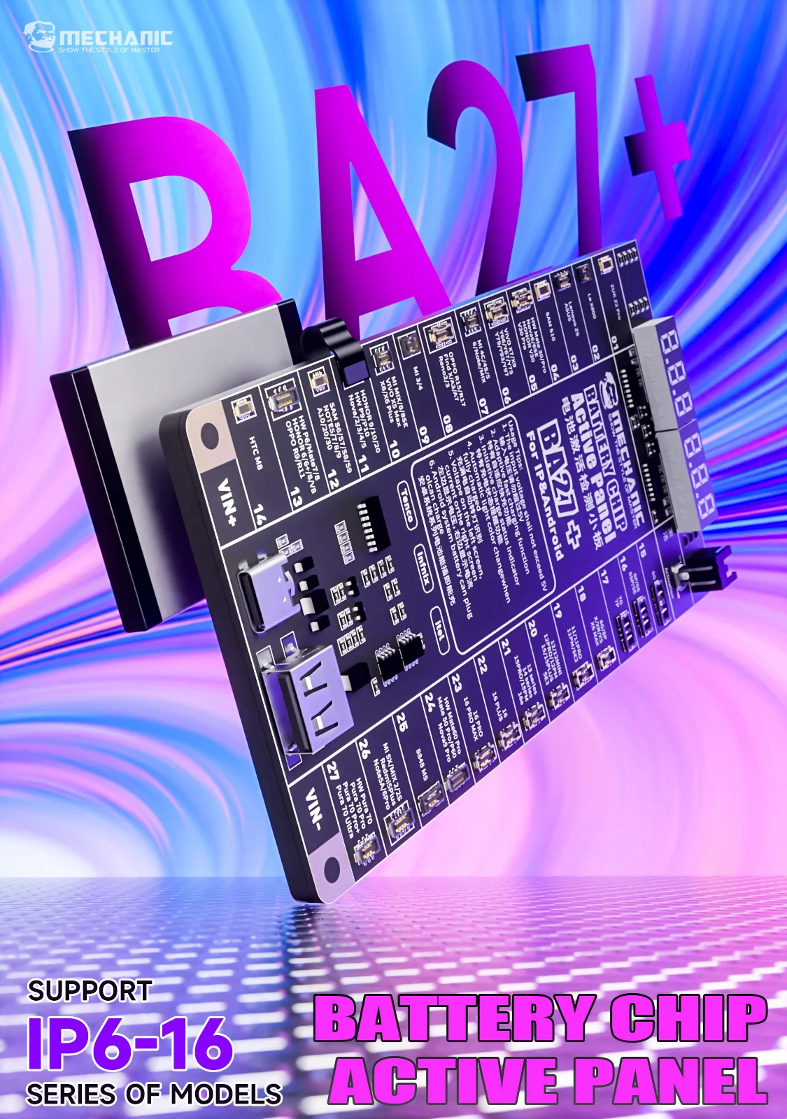 MECHANIC BA27+ Battery activation detection board Supports Apple IP6-16&400+Andr