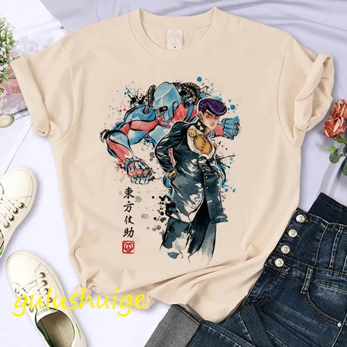 만화 스트리트웨어 일본 애니메이션 조조 기묘한 모험 티셔츠, 여성 상의, 재미있는 만화 조조 티셔츠, 패션 티, 여성 티셔츠 5