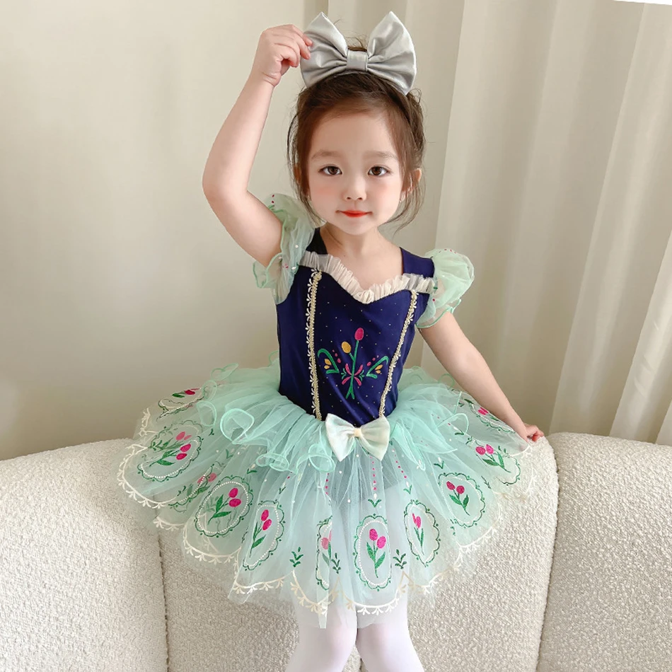 Girls Kids Tutu Ballet Dance Dress Princess Cosplay Birthday Party Elsa Rapunzel Performance Dancewear Costume Ballerina Clothes