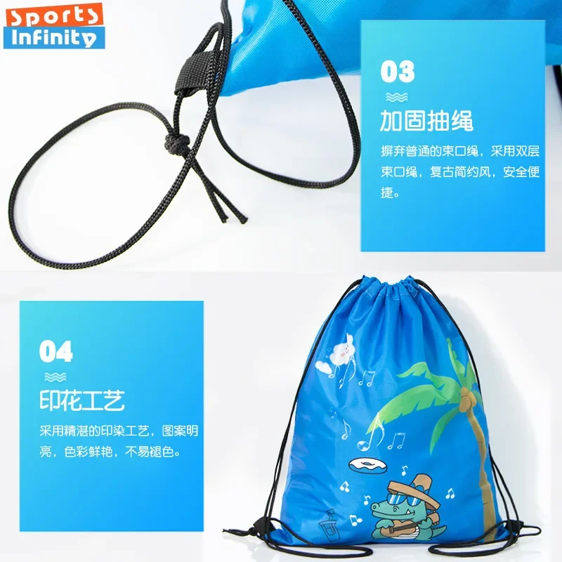 Children's Swimming Bag Waterproof Fashion Cartoon Printed Beach Bag Girls and Boys Oxford Cloth Backpack Gym Bag Sports Bags 2