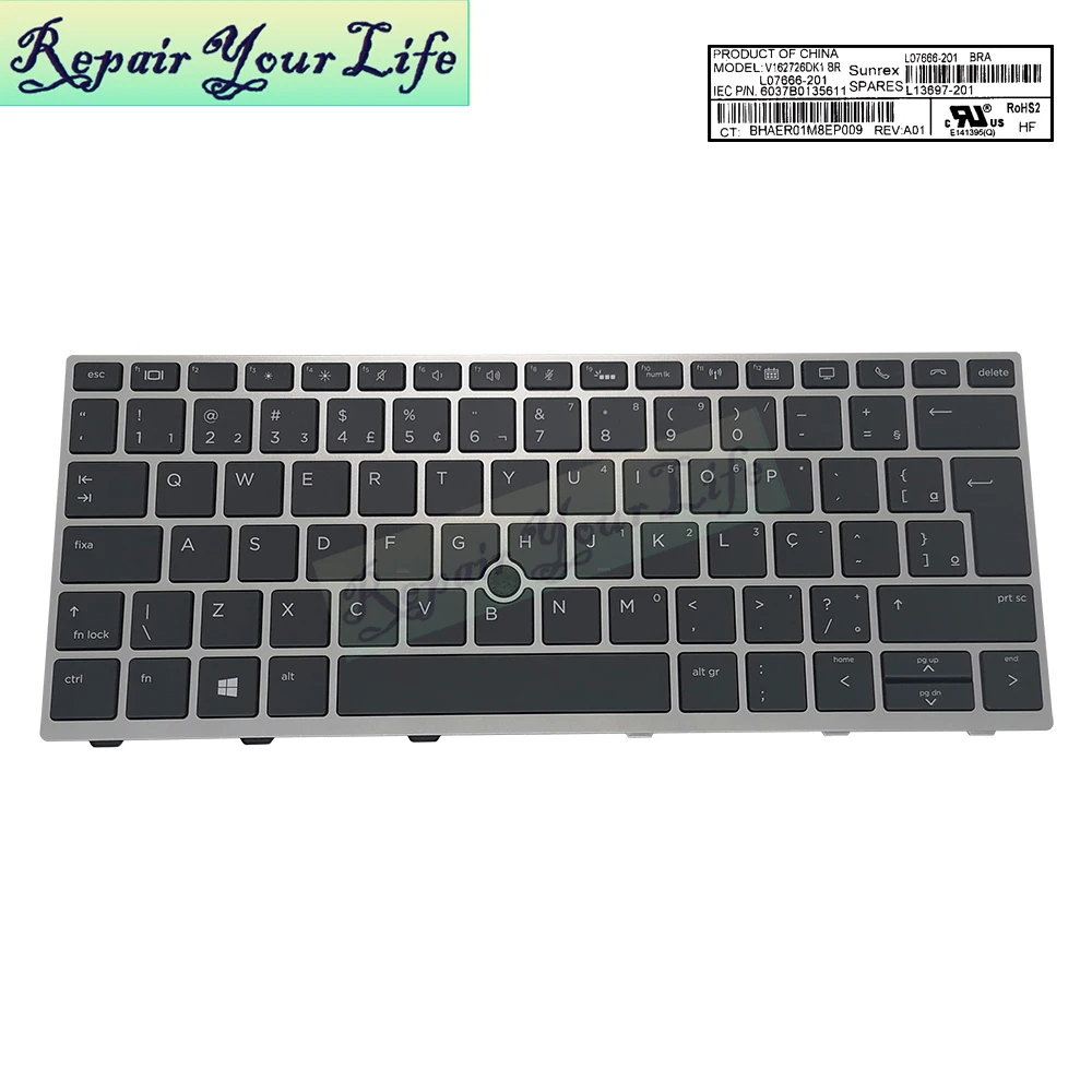 Espanhol Pt-br Teclado Retroiluminado do Brasil hp Elitebook 735 g5 830 g5 830 g6 836 g5 V162726dk1 L07666201 L13697001