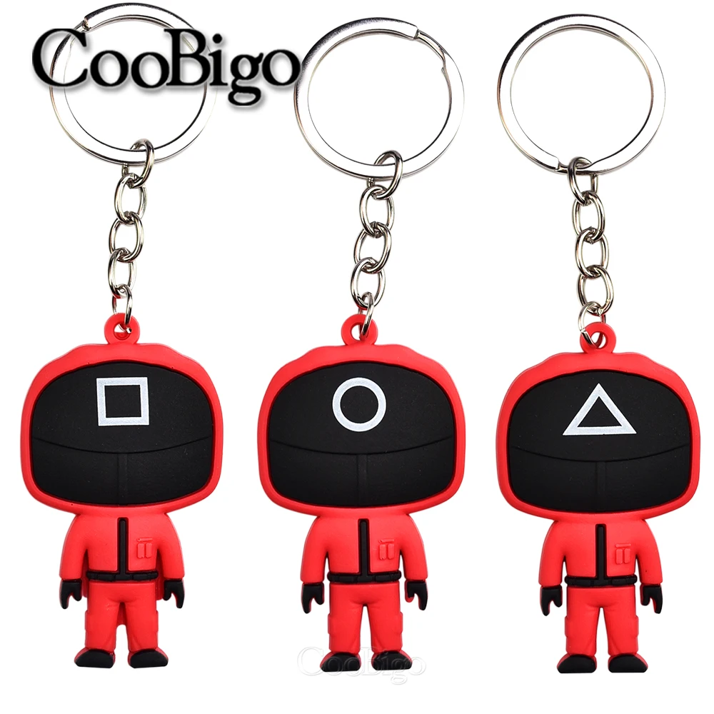 Squid Game Keychain Keyring Soldier Triangle Round Square Key Chain