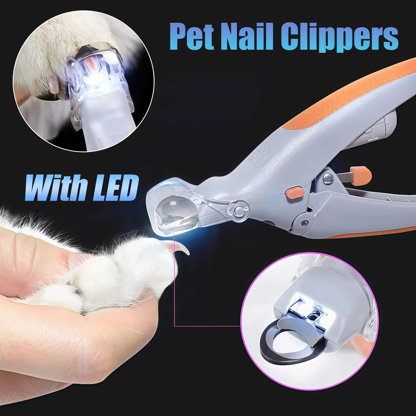 Professional Pet Nail Clipper Scissors With LED Light Cat Dog Nail Clipper Tool Scissors Toeclaw Cutter Pet Supply