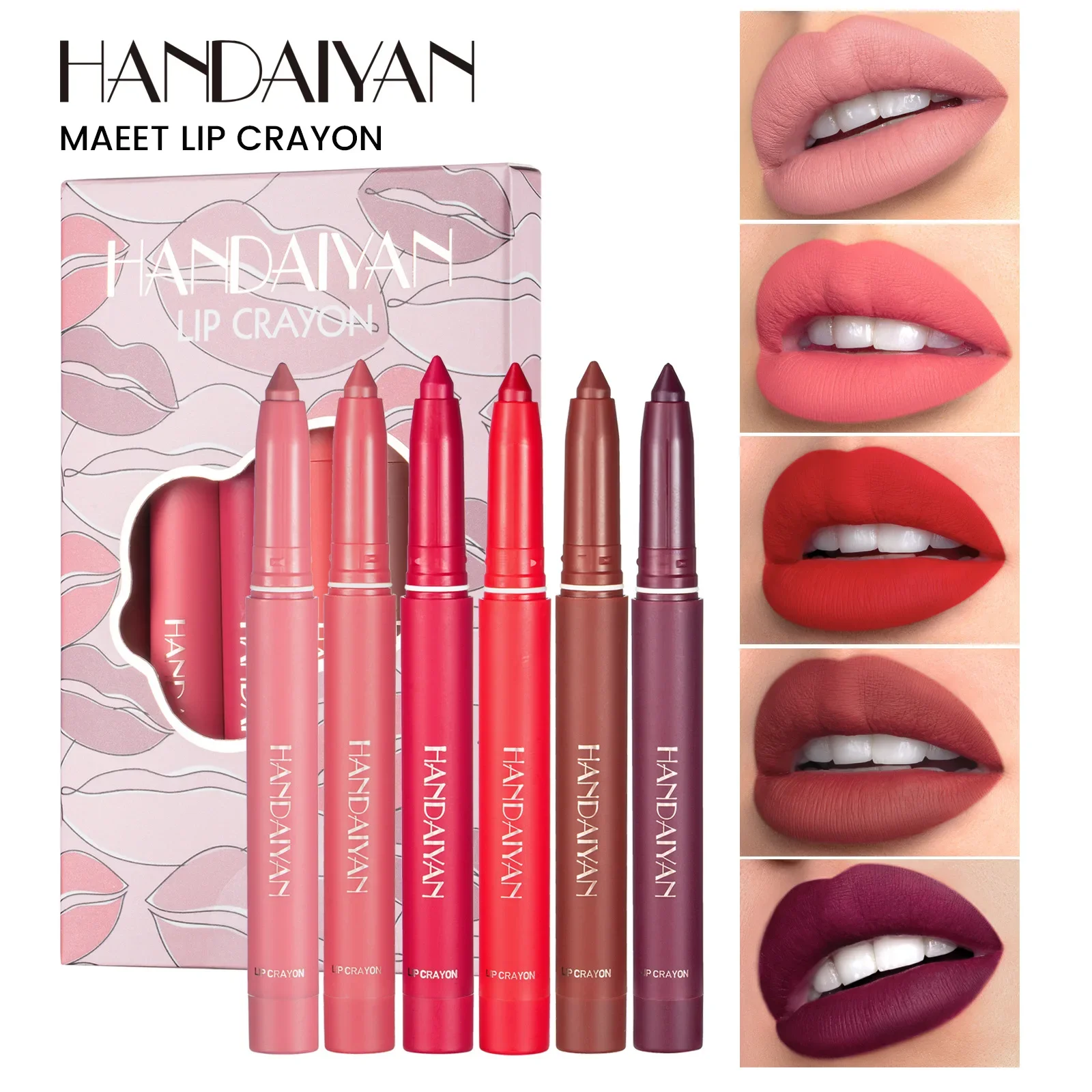 6 Color Set Matte Lipstick Nude Pink Lip Gloss Long Lasting Velve Red Tinted Balm 24 Hours Waterproof Makeup LipSticks