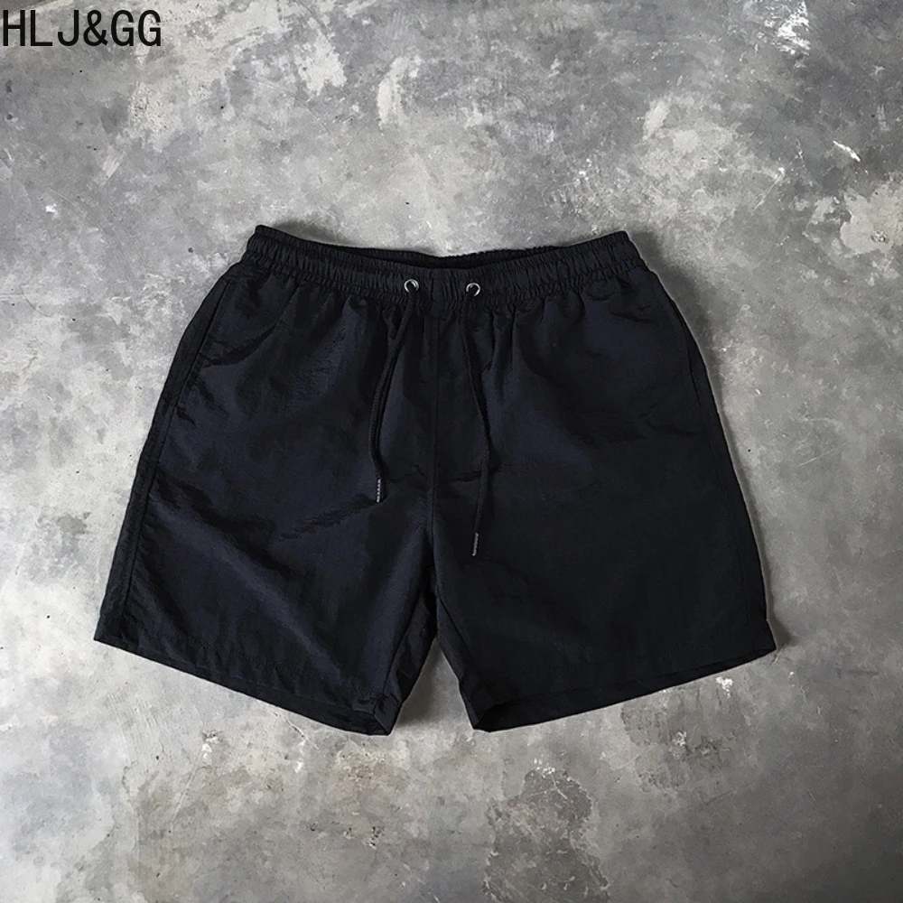 HLJ&GG 2023 New Summer Casual Man's Beach Shorts Classic Solid Color Mens Beach Shorts High Quality Male No Ironing Sweatpants