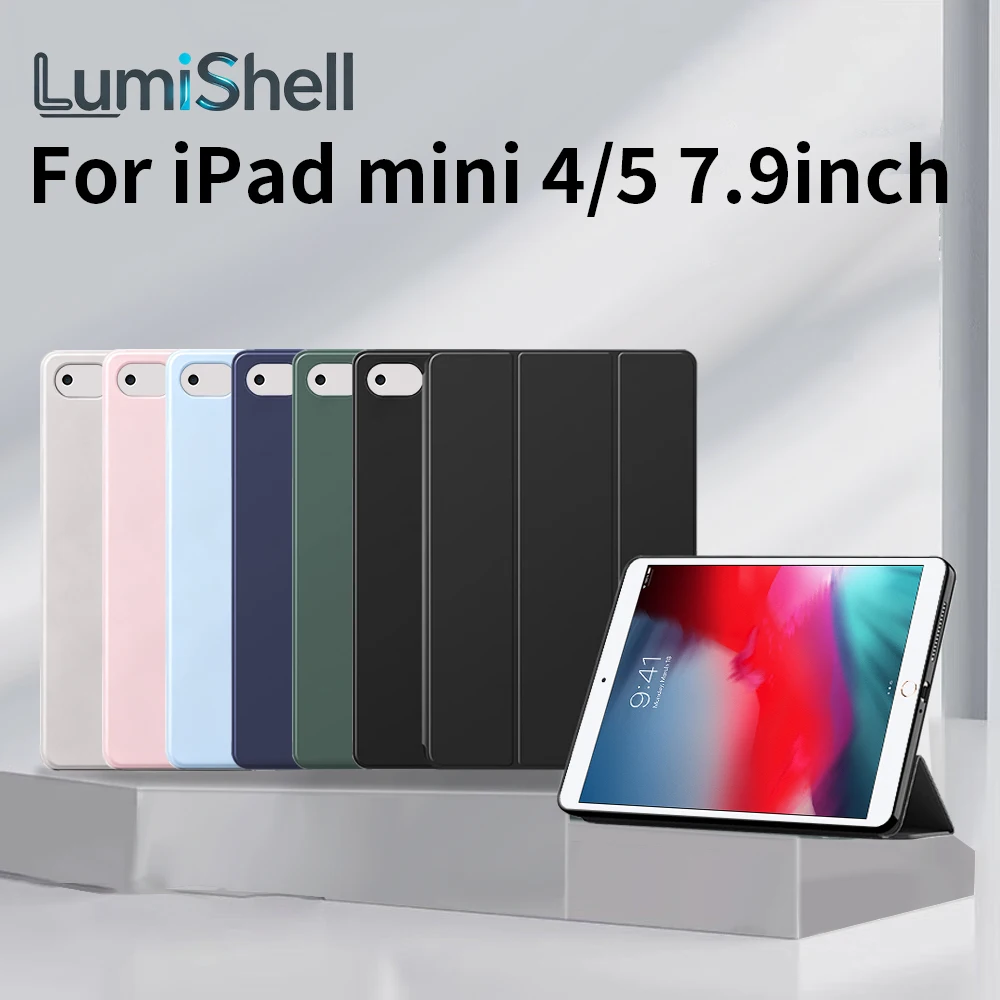 Tri-Fold Flip Case with Auto Wake/Sleep & Soft Silicone Shell Protective Cover
