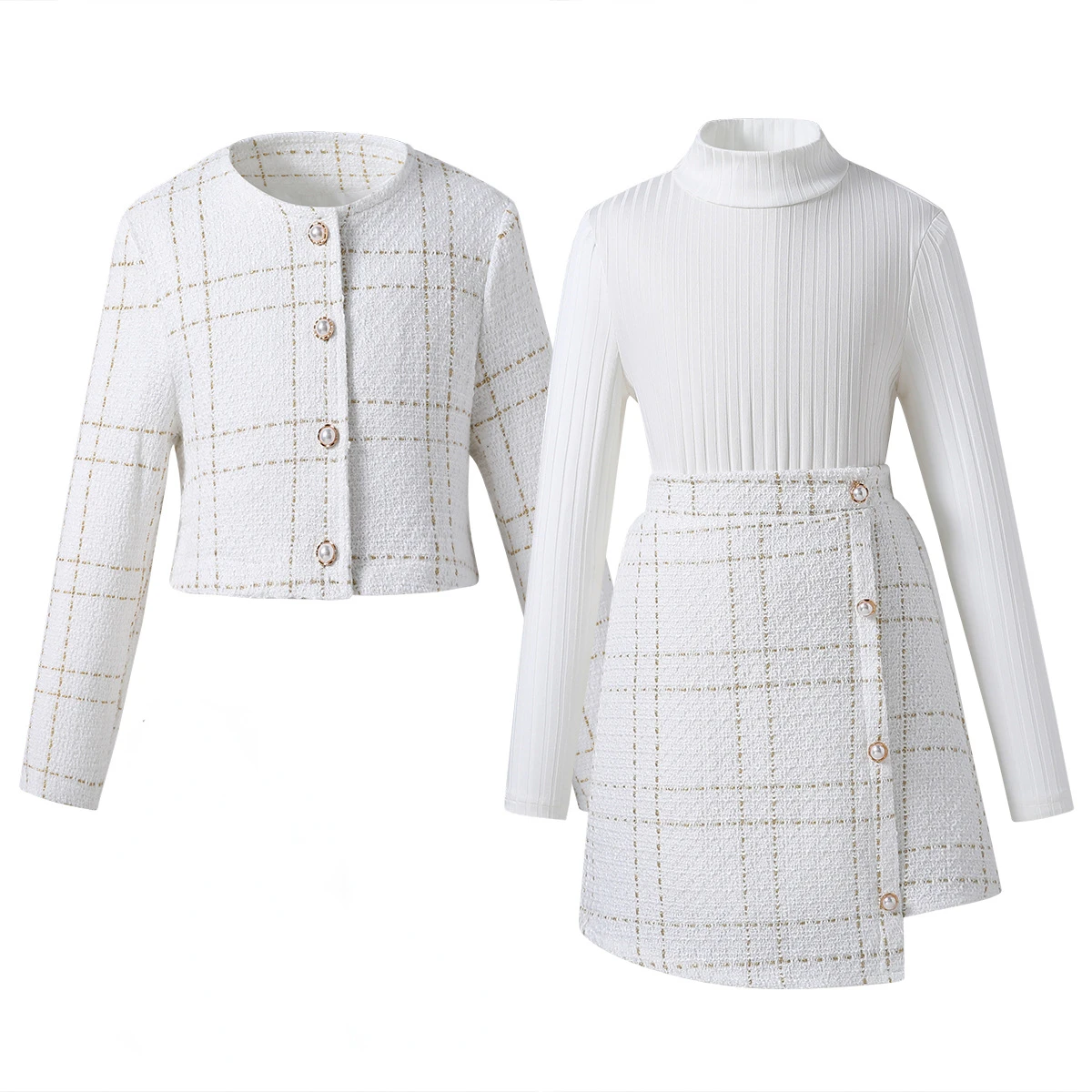 3pcsGirlClothesSetTeenagerGirlSuitsJacketCoatSkirtSweatshirt