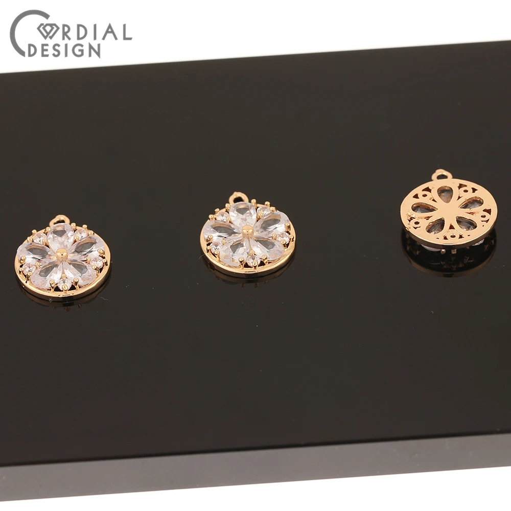 Cordial Design 50Pcs 14*17MM CZ Charms/DIY Earrings Making/Jewelry Accessories/Hand Made/Jewelry Findings & Components/Pendant - cordial