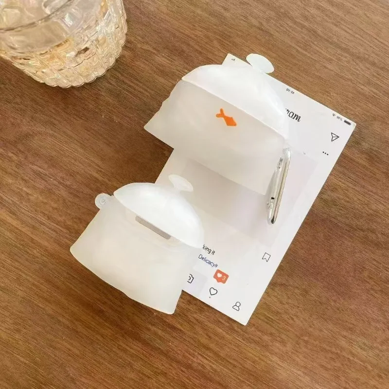 Cartoon Stereoscopic Creative Fun White Goldfish Bag Silicone Headphone Cover For Apple AirPods1/2 Pro/Pro2 3 4 Soft Case