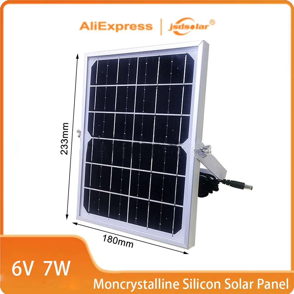 Jsdsolar-Panneau solaire en silicium monocallin 6V, 7W, 18V, 10/15/20W, portable, long, avec câble de 3m, pour camping en plein air