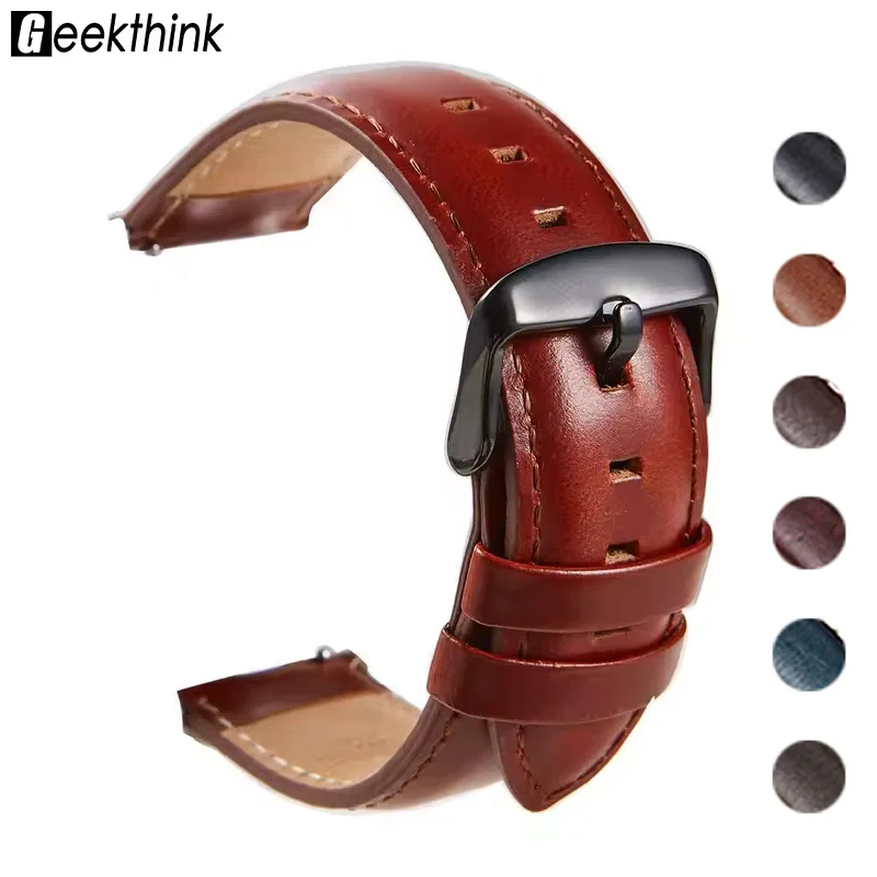 Vintage Leather Watch Bands - Red, Brown, and Black - Quick Release Replacement Strap for Men and Women, Various Sizes Available