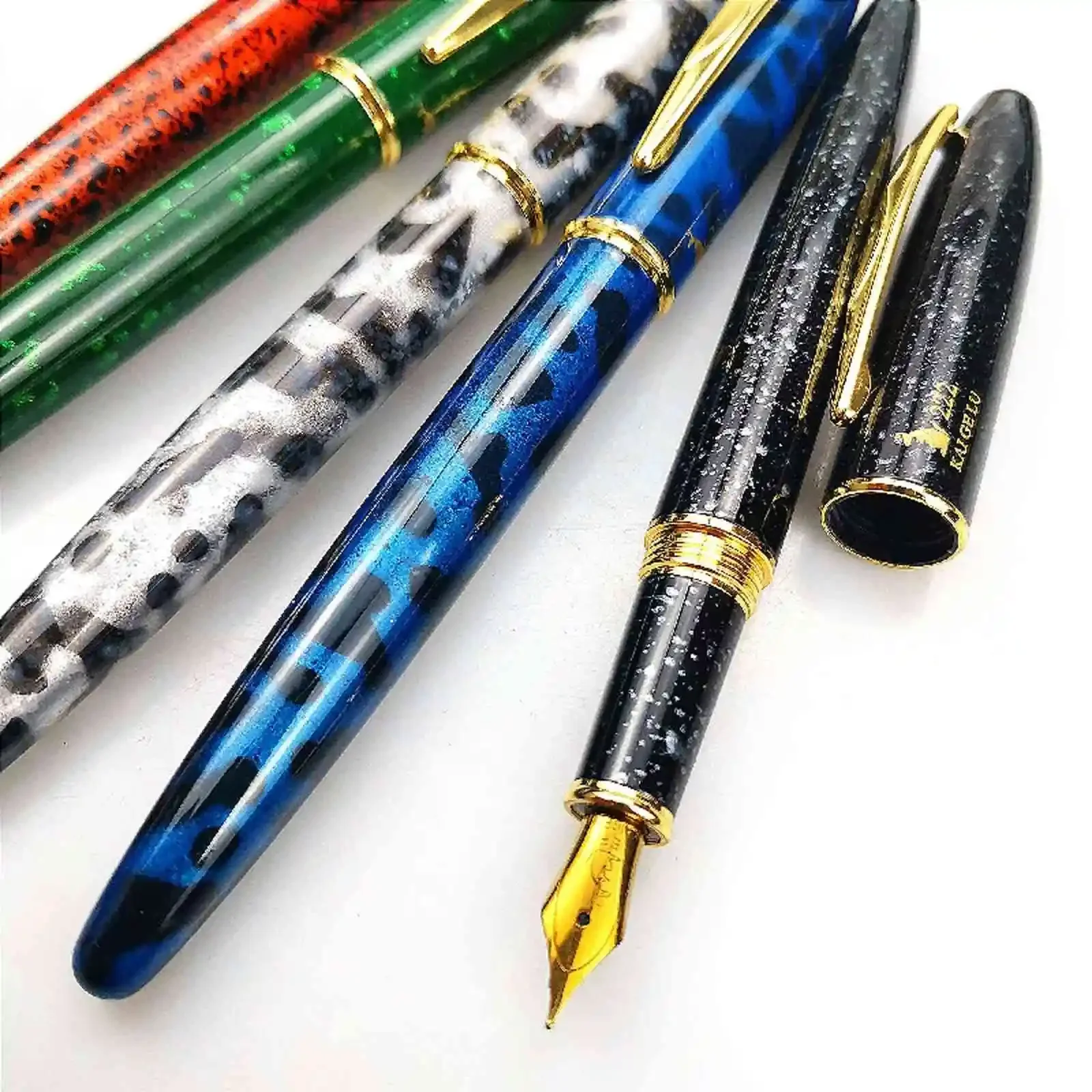 Kaigelu 222 fountain pen pure copper rod rotating cap titanium-plated nib with rotating ink absorber school office gift pens 5