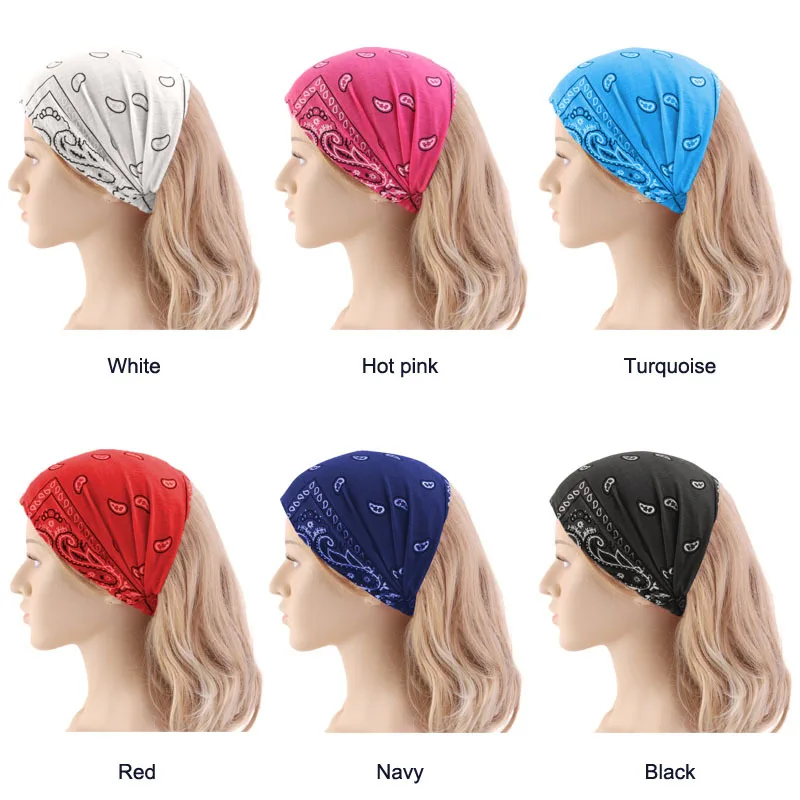 

Paisley Printed Headbands for Women Girls Wide Yoga Elastic Hair bands Sport Turbans Ladies Adult Hair Accessories Headwraps