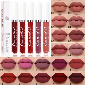 Lápiz labial mate de 18 colores, brillo de labios resistente al agua y de larga duración