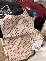 Strawberry Vest Shorts 2 Pieces Set Woman Eyelet Bow Slim Tank Top with Elastic Waist Patchwork Straight Short Pant Sweet Sets - Image 3