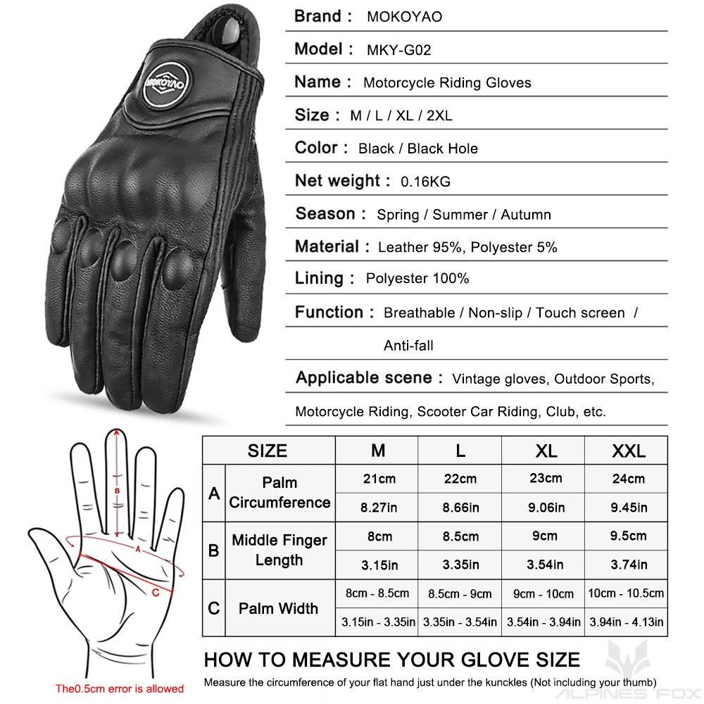 Men's Retro Leather Motorcycle Gloves - Breathable Summer Riding Gear Accessories