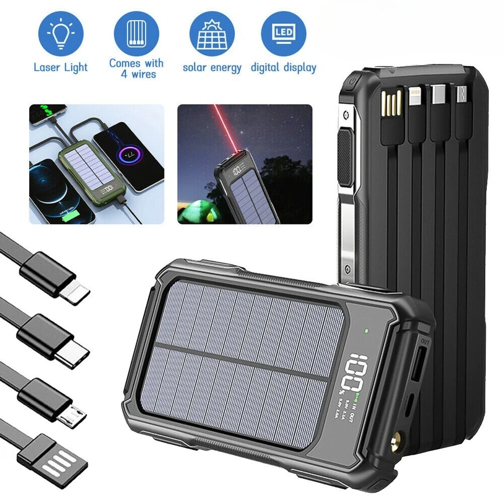 20000/10000mAh 4 Output Portable Charger Solar Power Bank For Cell Phone 2