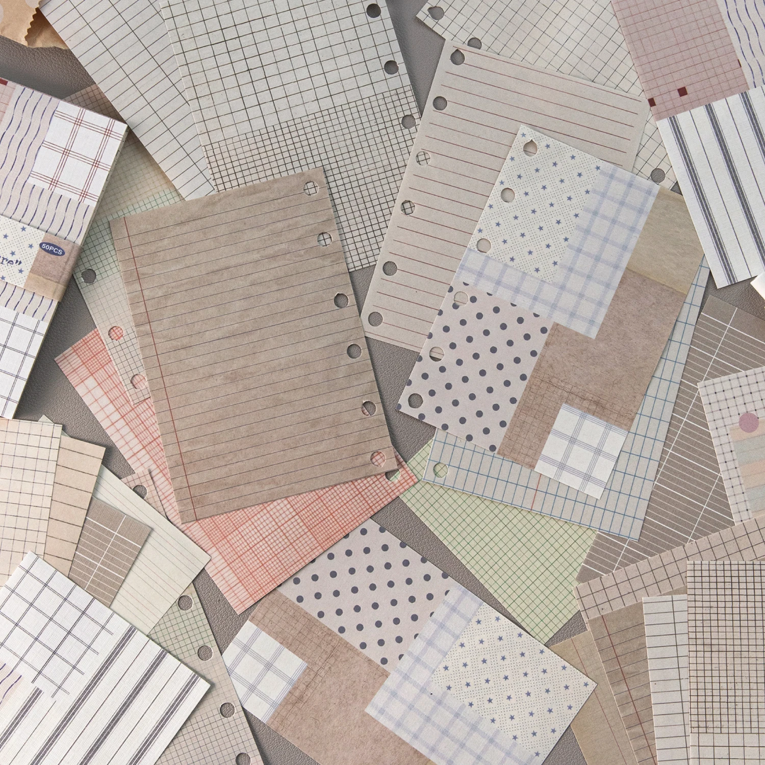 50 pezzi di carta decorativa a quadri creativa, kit di carta vintage per scrapbooking, carta di sfondo retrò per collage, album fotografico e junk journal fai da te. - immagine 6