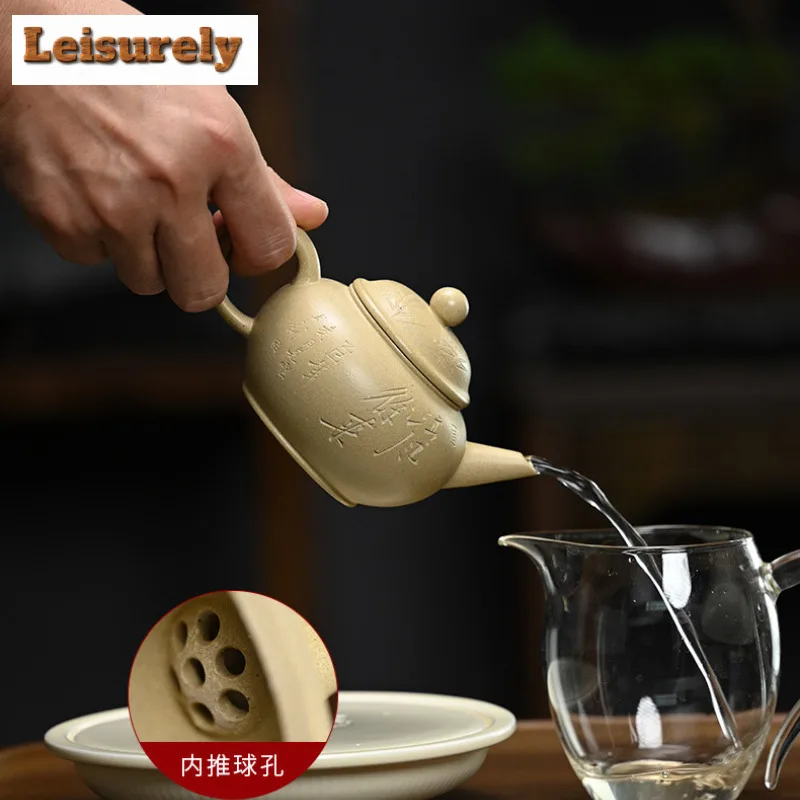 200ml Yixing Purple Clay Teapots Handmade Level Pot Raw Ore Motoyama Green Mud Tea Maker Kettle With Infuser Zisha Tea Set Craft