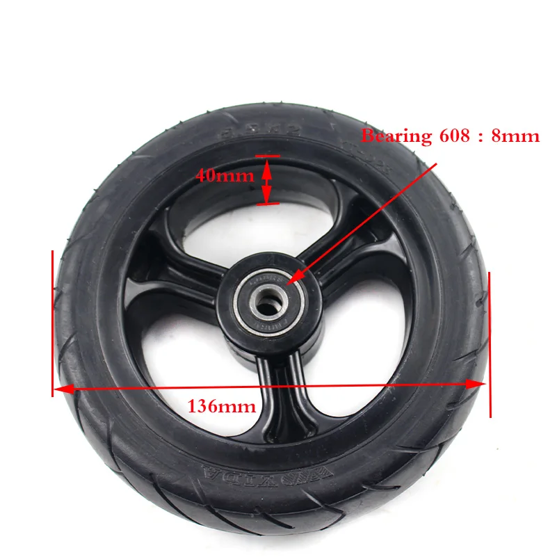 Hot Sale High Performance5 inch Solid wheel 5.5x2 Fast wheel F0,jackhot,Nes carbon fiber scooter solid tire with plastic rim hub