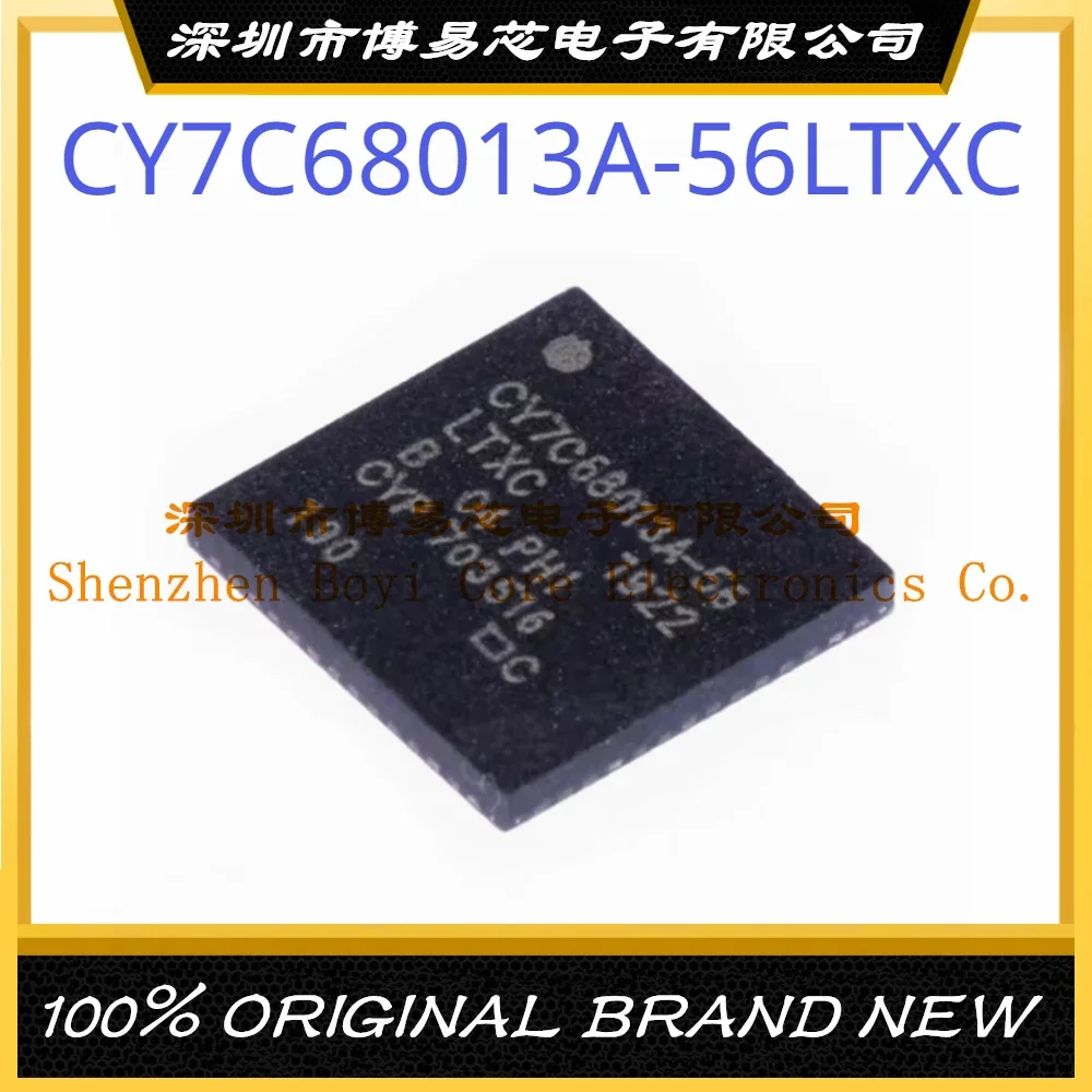 CY7C68013A-56LTXC Package QFN-56 CPU Bits: 8-Bit ROM Type: ROMless CPU Core: 8051 (MAX): 48MHz 3.3V ~ 5V