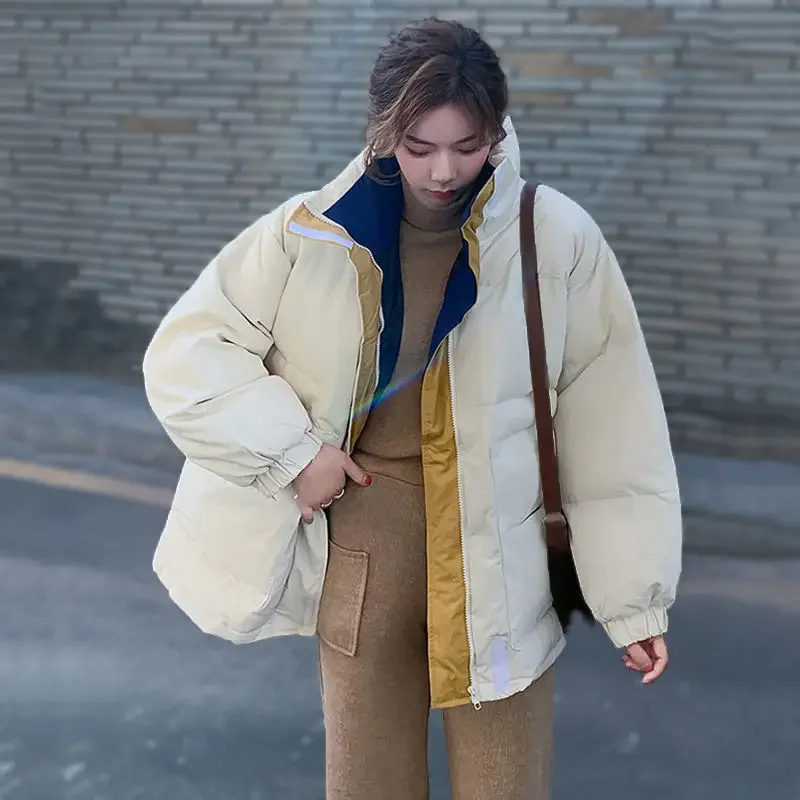 

Feather Cotton Jacket Female New Korean Version of The Loose Bread Clothing Thickened Cotton Coat Winter Jacket Coats for Women