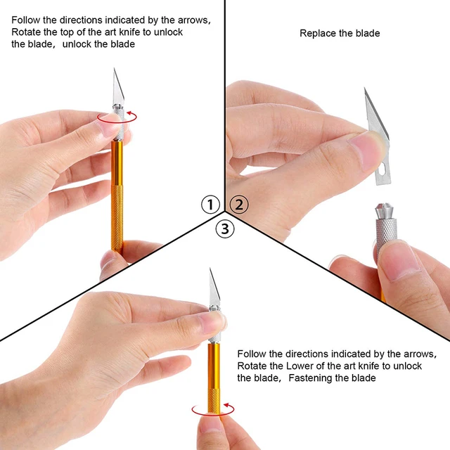 1Set Precision Carving Craft Knife Stainless Steel Hobby Knives for DIY Art Work Cutting Scrapbooking Stencil Models with5Blades 5