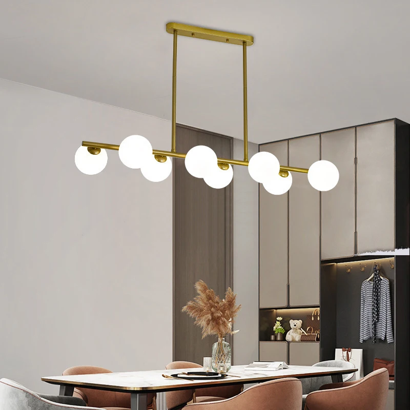 Simple Bubble Ball Led Hanging Lights Long Strip Chandelier Nordic Modern Minimalist Creative Magic Bean Iron Restaurant Lamp G9