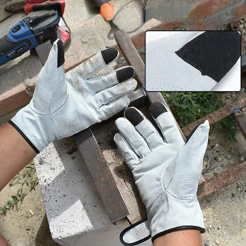 Motorcycle Gloves Safety Work Gloves Sheepskin Retro Motorcycle Riding Car Repair Work Garden Gardening Roses Handling Welding
