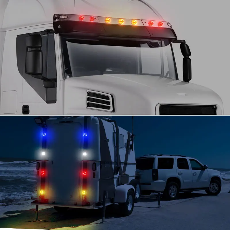 LED Marker Lights 2PCS Lorry Side Light Car Truck Side Marker Signal Indicator Trailer Watermelon Lamp LED Waterproof 12V 24V Car Clearance Light