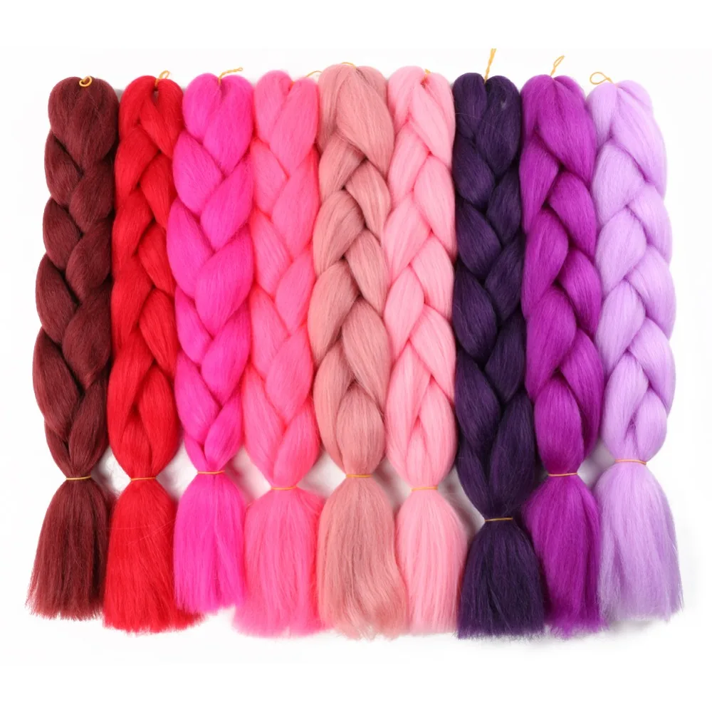 S9c6a01f9f68144c7ba550699292f98b9z VIVIEIEI Synthetic Braiding Hair 24 Inch Jumbo Braid Ombre Jumbo Hair Extension for Women DIY Hair Braids Purple Pink Yellow Red Mallzona