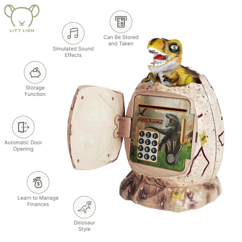 Piggy Bank Dinosaur Toys Digital Electronic Fingerprint Luminous Piggy Bank Banks To Save Money And Banking Games Toys Money Saving Box Piggy Bank Coin Deposit Box