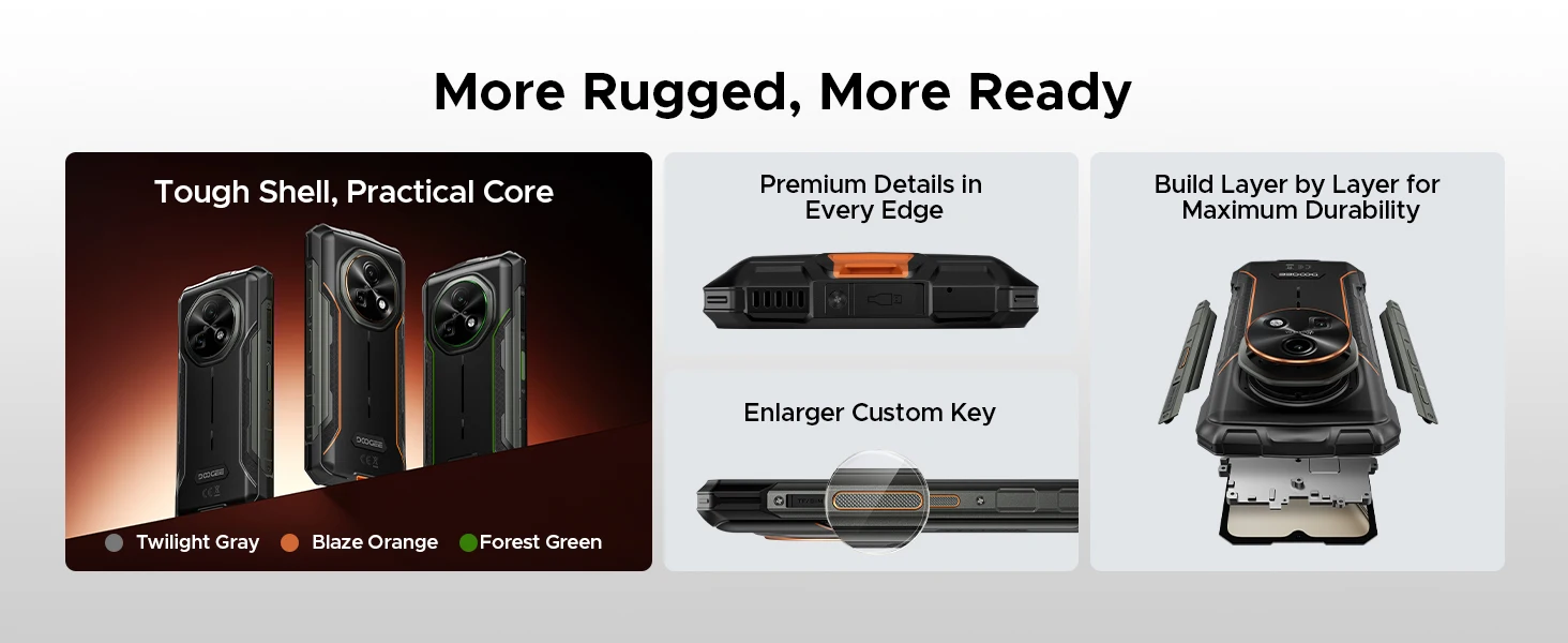 DOOGEE Fire 7 5G Rugged Phone 16GB 256GB 13000mAh Battery Dimensity 6300 Gemini AI 64MP Camera NFC Android 15 Smart phone