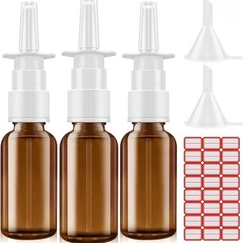 1pcs 5ml-100ml Empty Refillable Amber Glass Nasal Sprayers Vial Bottle Jar Pump Clean Spray Storage Container 1