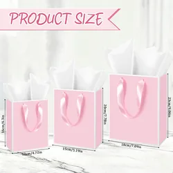 Elegant Gift Bags with Handles - Gold Foil Design for Celebrations and Special Occasions (Pink)