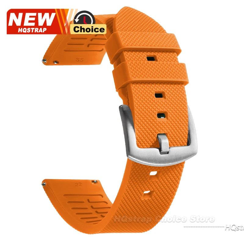 Silver Black Clasp Waterproof Sports Silicone Watch Band