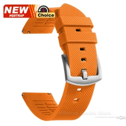 Silver Black Clasp Waterproof Sports Silicone Watch Band - 22mm (Orange Silver)