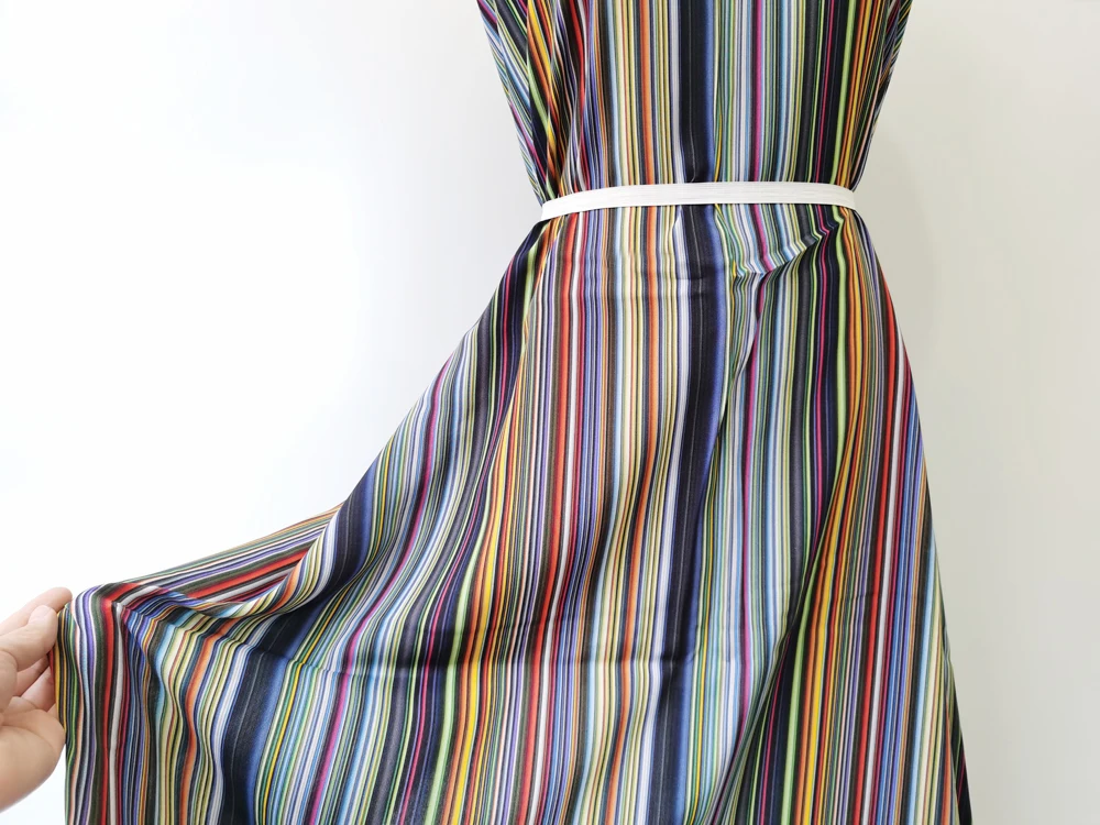1 meter X 1.4 meter Colored Stripe Fabric Dress Shirt Pajamas Material Viscose Poplin 5