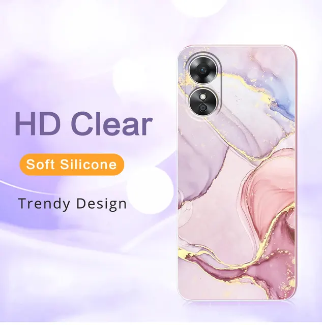 For OPPO A17 Case 6.56'' Cover Fundas Marble Soft Clear Silicone TPU Phone  Case For oppo