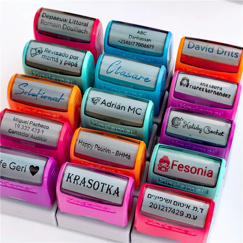 Customized Arabic Hebrew Name Stamp Waterproof Seal Custom Teacher Signature Student Child cloth ink stamp Selfing-inking stamp name stamp
