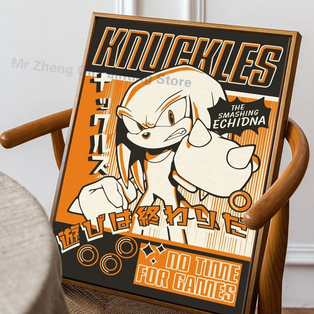 thumbnail image 1 of Pegatinas de papel autoadhesivas de dibujos animados de Sonics, videojuegos de anime clásicos, impermeables, para decoración de pared de cafeterías, bares y habitaciones, 1 of 5