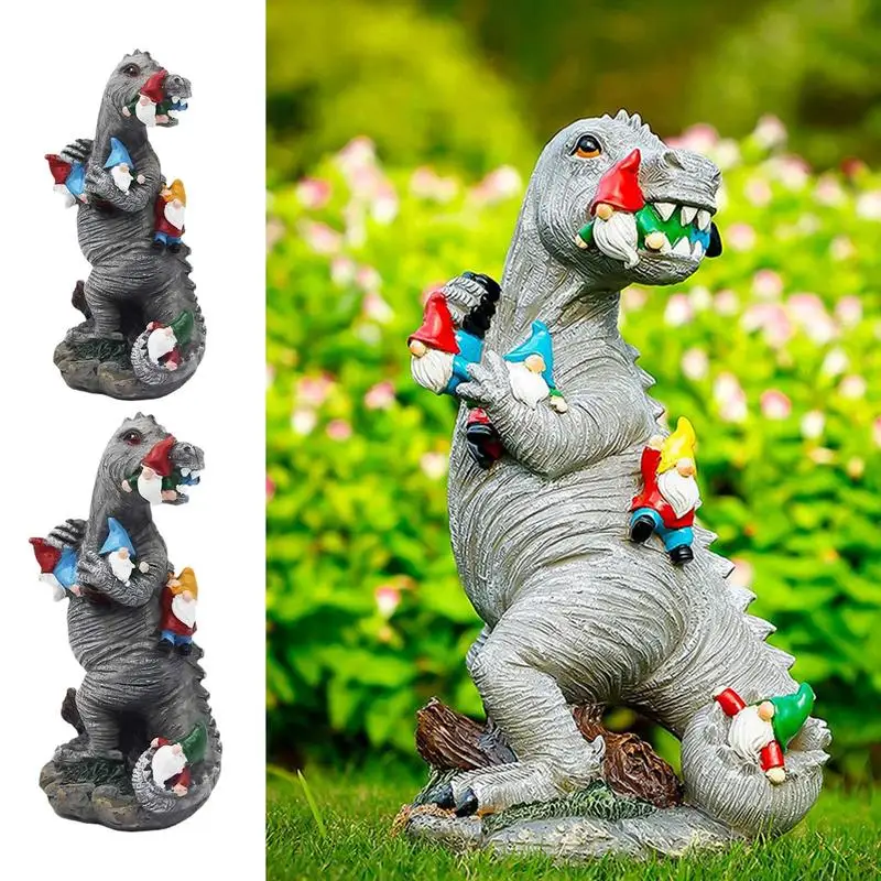 

Dinosaur Garden Gnome Statues Anti Fade Realistic Halloween Sculpture Resin Art Craft Lawn Ornament Outdoor Yards Patio Decor