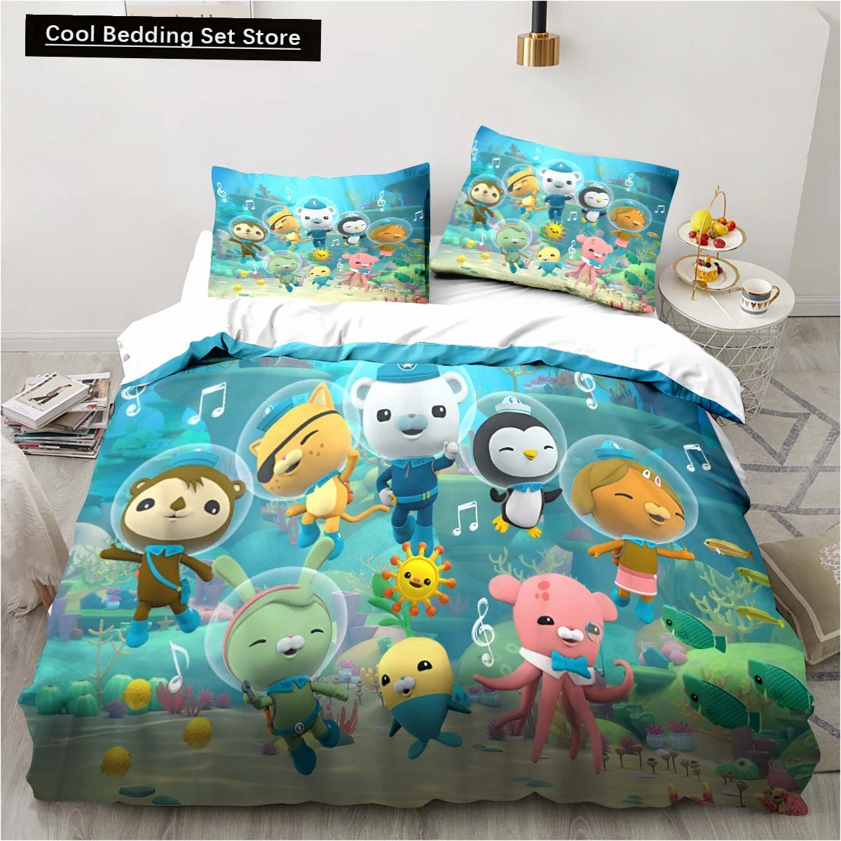 New 3D Cartoon Octonauts 2/3PCS Bedding Set Bedroom Single Double