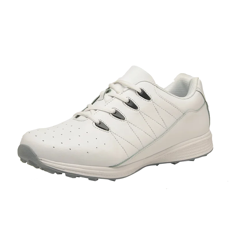 Waterproof Men Leather Golf Shoes Non-slip Spikeless Golf Sneakers Lace up Outdoor Golfing Sport Trainers Athletic Sneakers