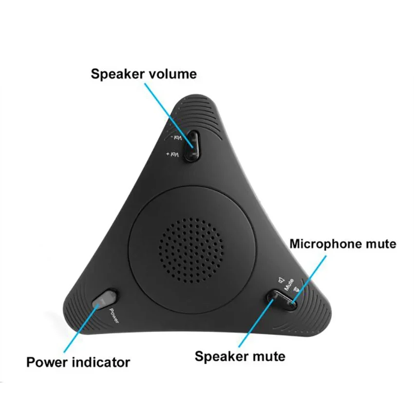 USB Desktop Computer Microphone, Mute Button with LED Indicator, Omnidirectional Condenser Conference Microphone Speaker